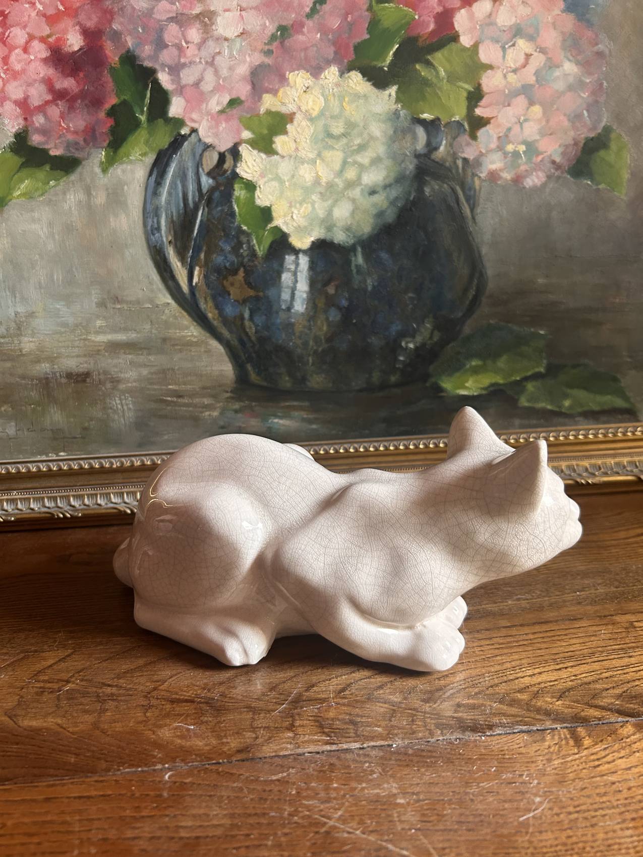 Sculpture chat art déco en faïence craquelée – années 1930 - intemporelle élégance féline TROP TARD ADOPTEE – Image 2