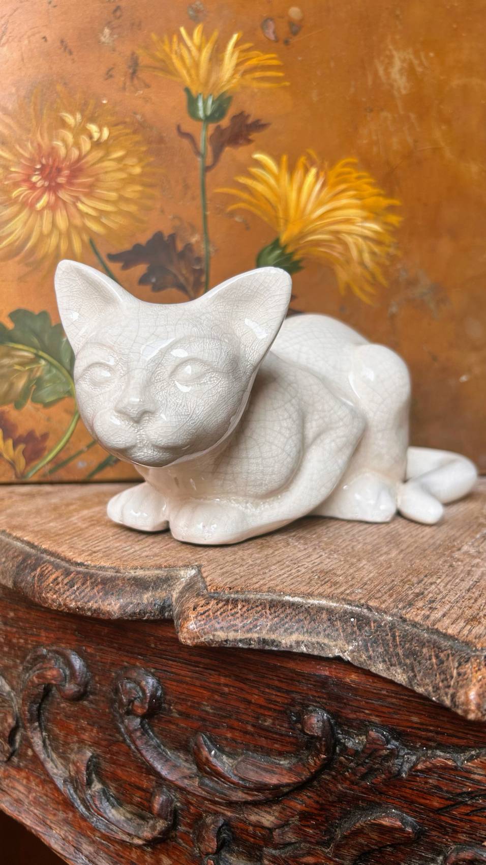 Sculpture chat art déco en faïence craquelée – années 1930 - intemporelle élégance féline TROP TARD ADOPTEE – Image 17