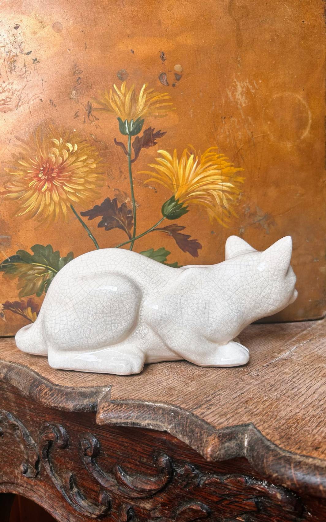 Sculpture chat art déco en faïence craquelée – années 1930 - intemporelle élégance féline TROP TARD ADOPTEE – Image 19