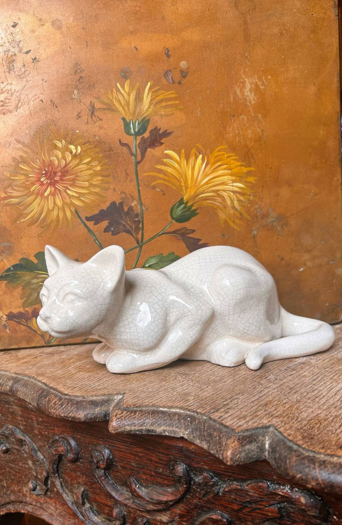 Sculpture chat art déco en faïence craquelée – années 1930 - intemporelle élégance féline TROP TARD ADOPTEE – Image 18