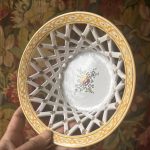 Petite panière ancienne en faïence de Malicorne jaune et blanc – petite corbeille à fruits, une petite rareté  pleine de charme