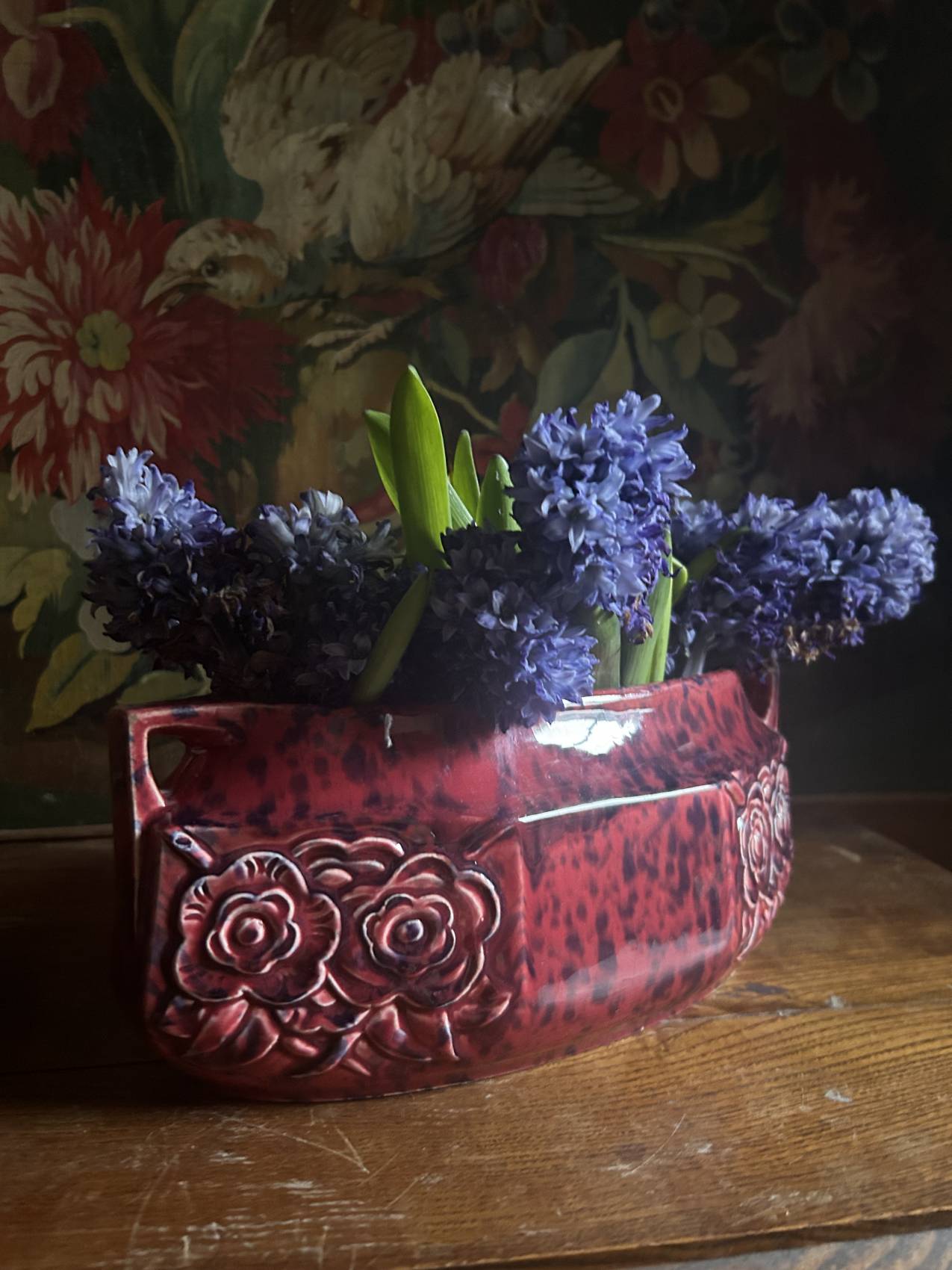 Jardinière Art Déco en faïence de Vierzon Odyv – 26 cm – rose moucheté Prix de vente de 87 euros  Livraison partout en France au choix