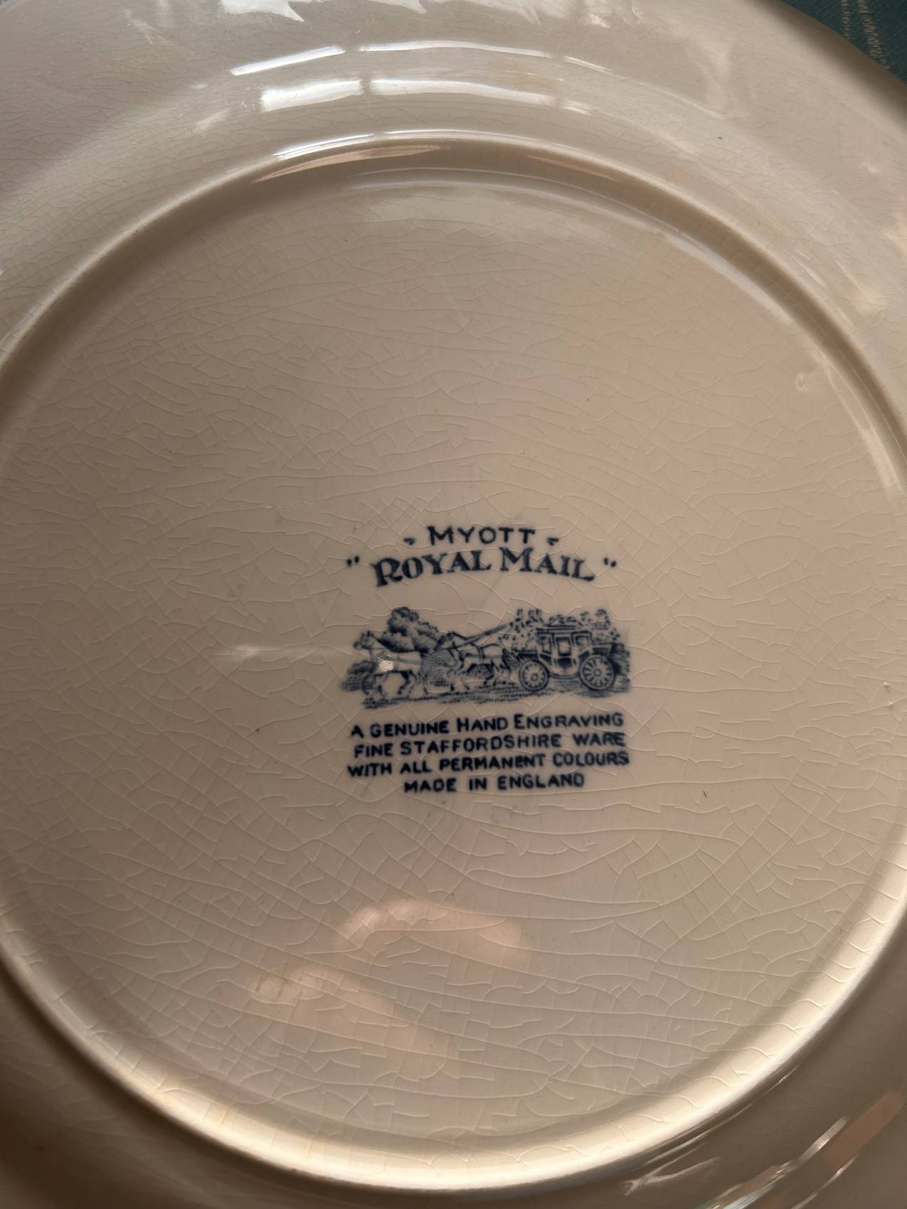 Série de 8 assiettes anglaises MYOTT Royal Mail – Staffordshire Un beau classique anglais