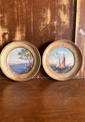 Paire de médaillons anciens marins – Peintures début XXe – TROP TARD ADOPTEE