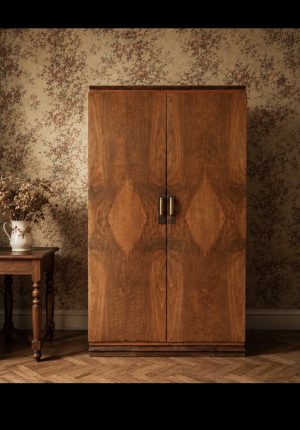 Armoire anglaise art déco en noyer rareté intemporelle