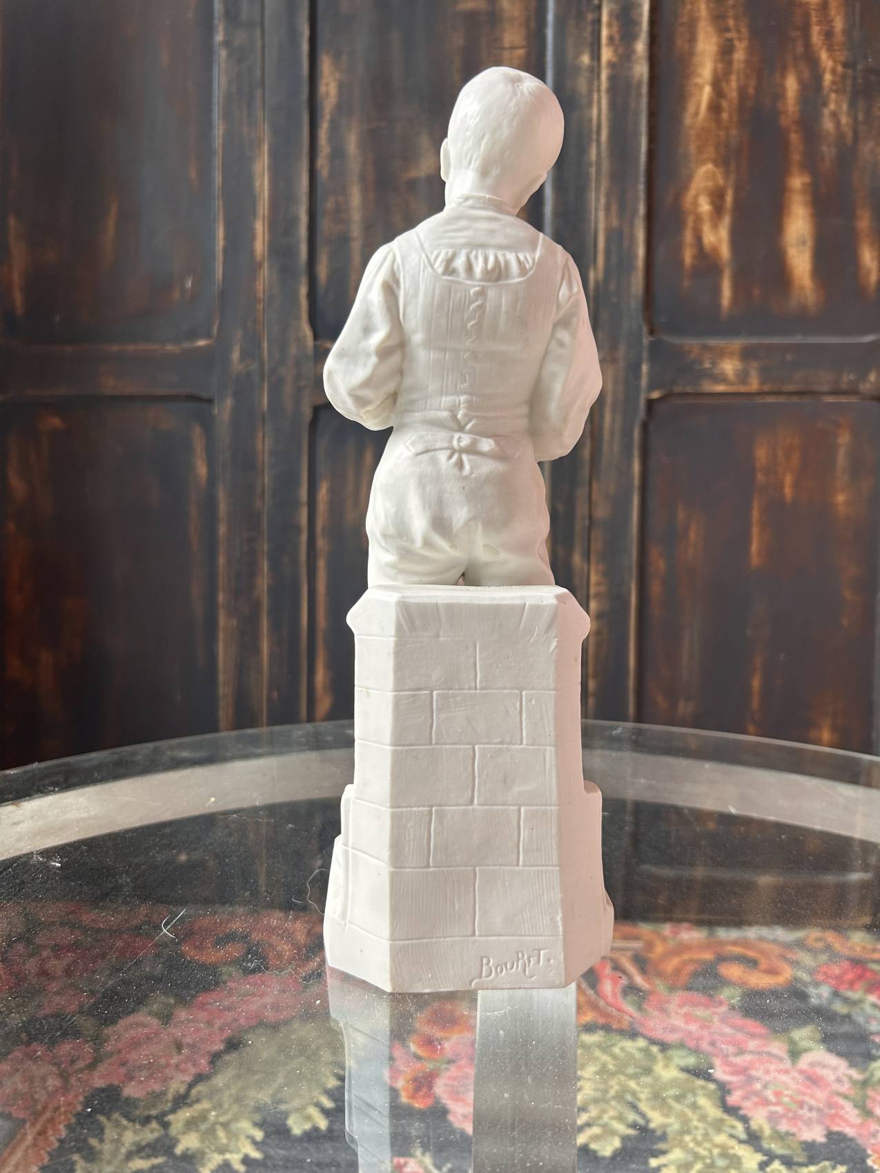 Sculpture en biscuit signée Bouré « Le déjeuner partagé » – époque 1900 – Image 3