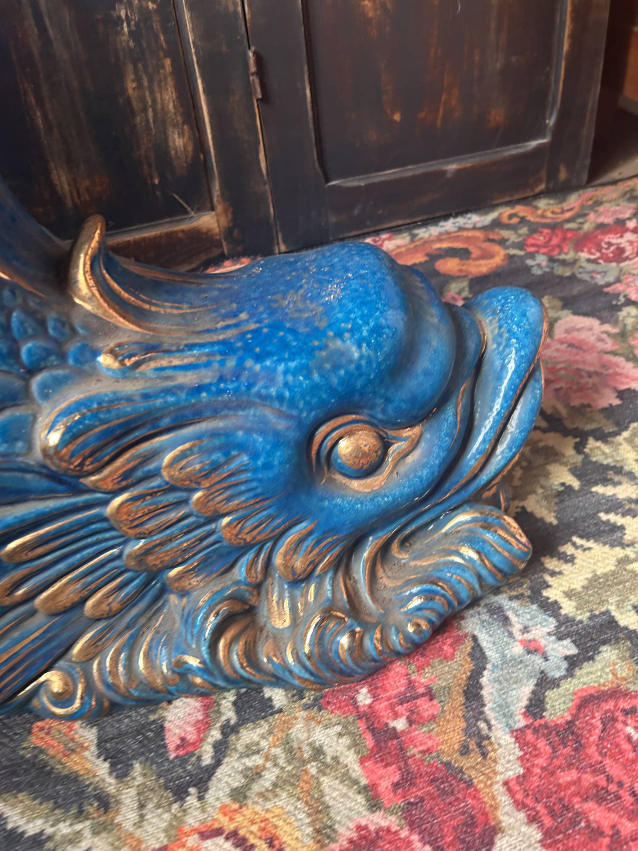 Grande colonne poisson en faïence italienne turquoise avec cache-pot coquillage – esprit Riviera italienne TROP TARD ADOPTEE – Image 16