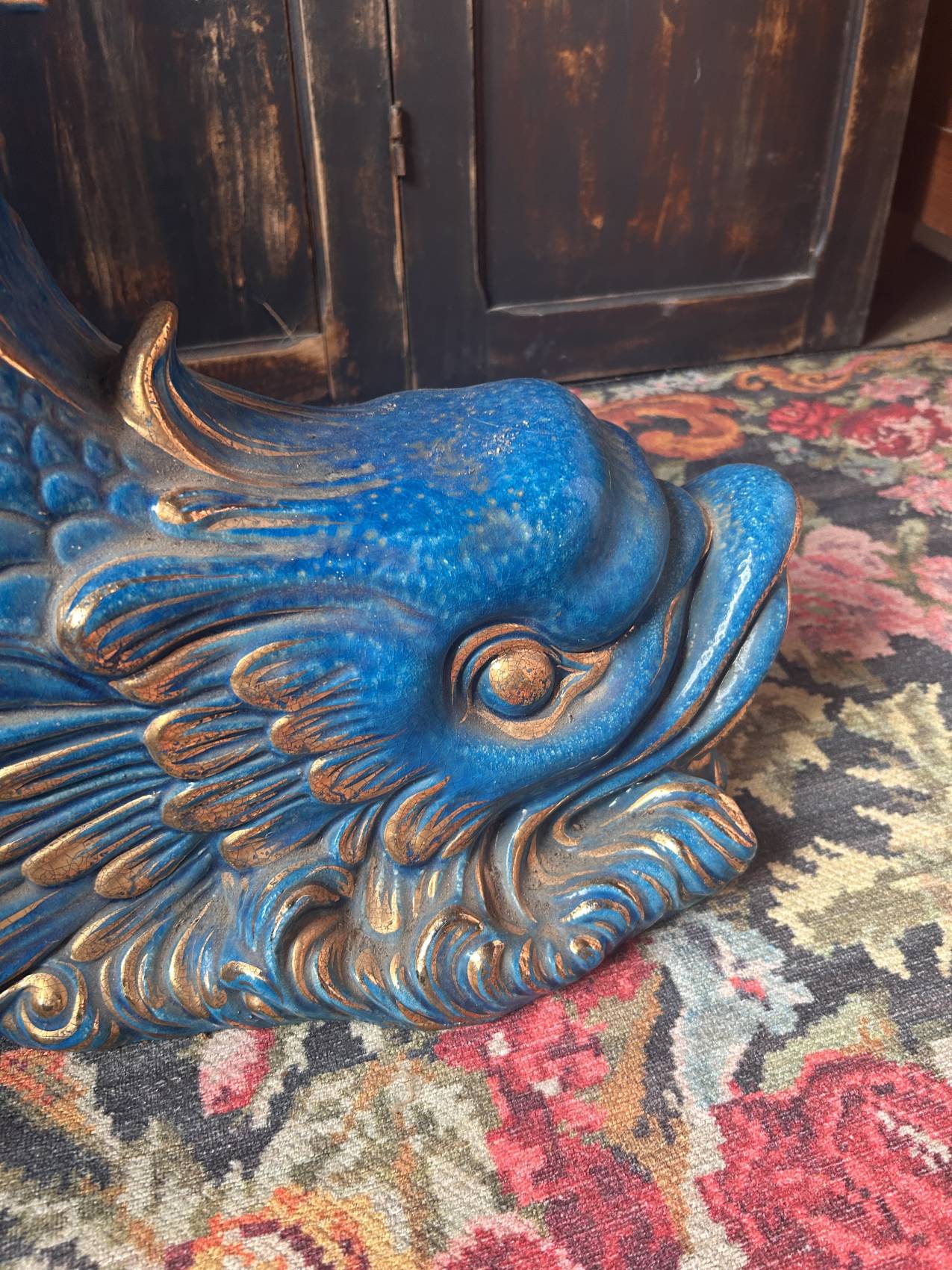 Grande colonne poisson en faïence italienne turquoise avec cache-pot coquillage – esprit Riviera italienne TROP TARD ADOPTEE – Image 17