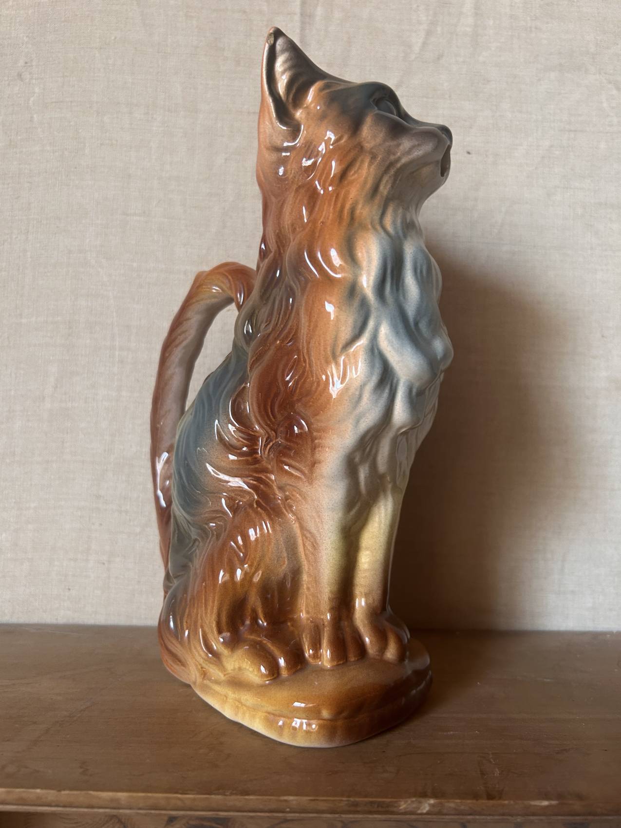Pichet zoomorphe en faïence barbotine Saint-Clément – Chat – Modèle n°9872 – Circa 1900 Jolie rareté – Image 9