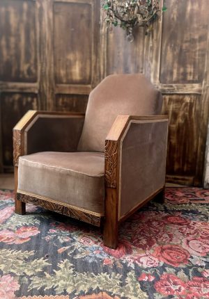 Paire de fauteuils club art déco rénovés – élégance intemporelle et rareté