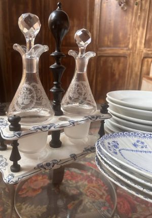 Serviteur huilier vinaigrier en faïence de Gien – Époque Art nouveau