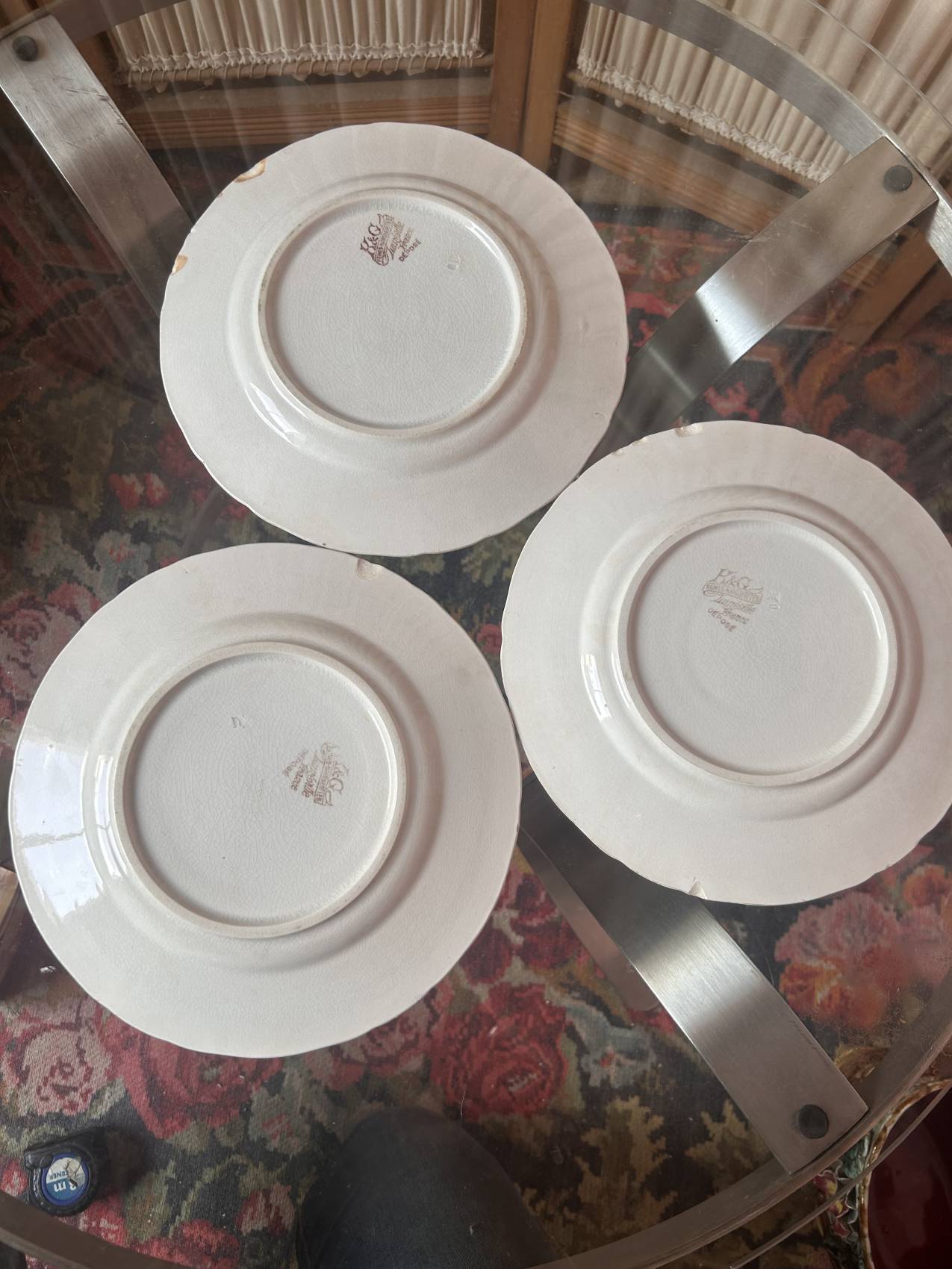 Six assiettes plates anciennes Keller & Guérin Lunéville décor floral Art Nouveau – Image 4
