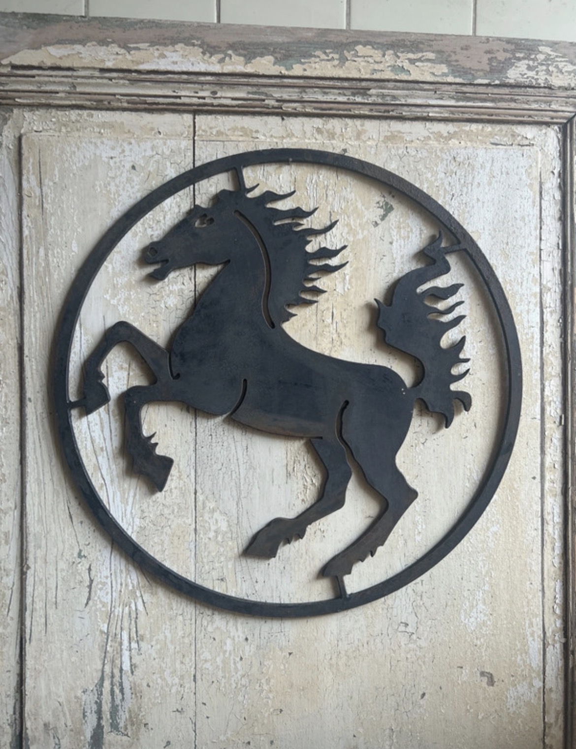 Enseigne ancienne de maréchal-ferrand en métal - Le cheval - parfait intérieur comme extérieur