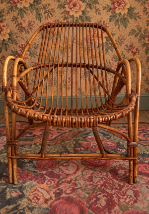 Fauteuil en rotin vintage des années 60 - un intemporel parfait dedans comme dehors