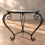 Petite table en fer forgé et miroir des années 50 - Spéciale petit espace