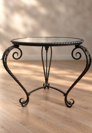 Petite table en fer forgé et miroir des années 50 - Spéciale petit espace