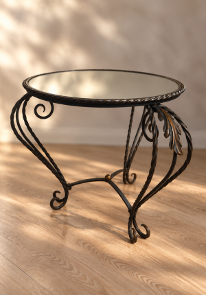 Petite table en fer forgé et miroir des années 50 - Spéciale petit espace