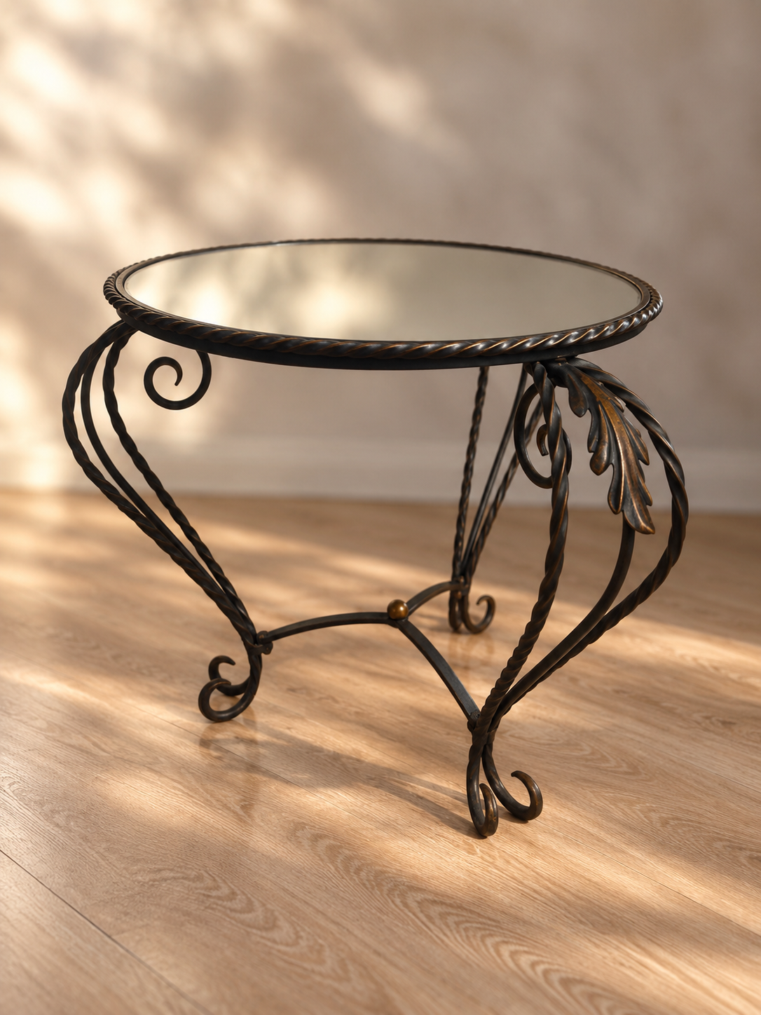 Petite table en fer forgé et miroir des années 50 - Spéciale petit espace