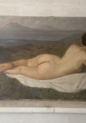 Grand nu féminin ancien 78 x 111 – huile sur toile, époque 1900 - La beauté format XL