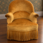 Fauteuil crapaud Napoléon III en velours jaune d’or