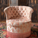 Fauteuil crapaud vintage rose satinée parfait dans les petits espaces