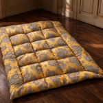 Édredon ancien en duvet naturel et tissu satiné – fabrication artisanale