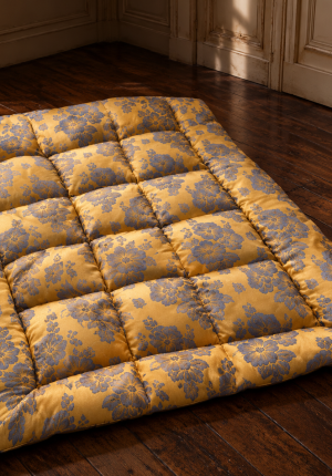 Édredon ancien en duvet naturel et tissu satiné – fabrication artisanale