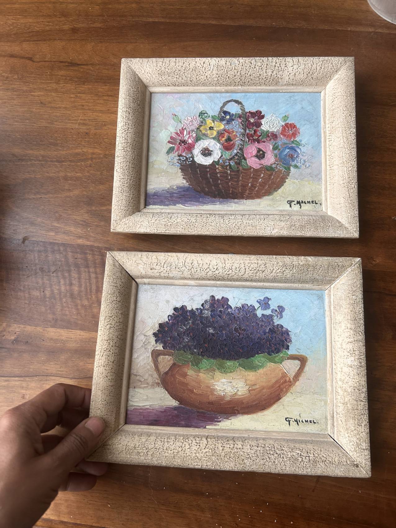 Lot de deux petites peintures à l’huile anciennes – Image 9
