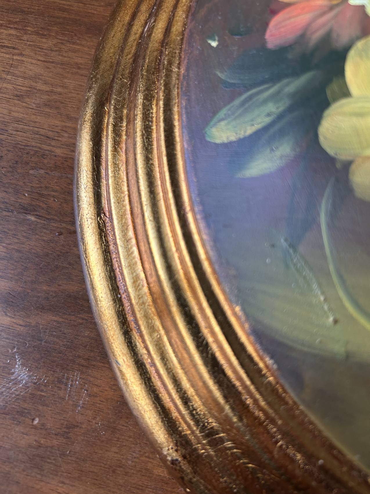 Médaillon décoratif aux fleurs peintes – XXe siècle Très décoratif – Image 4