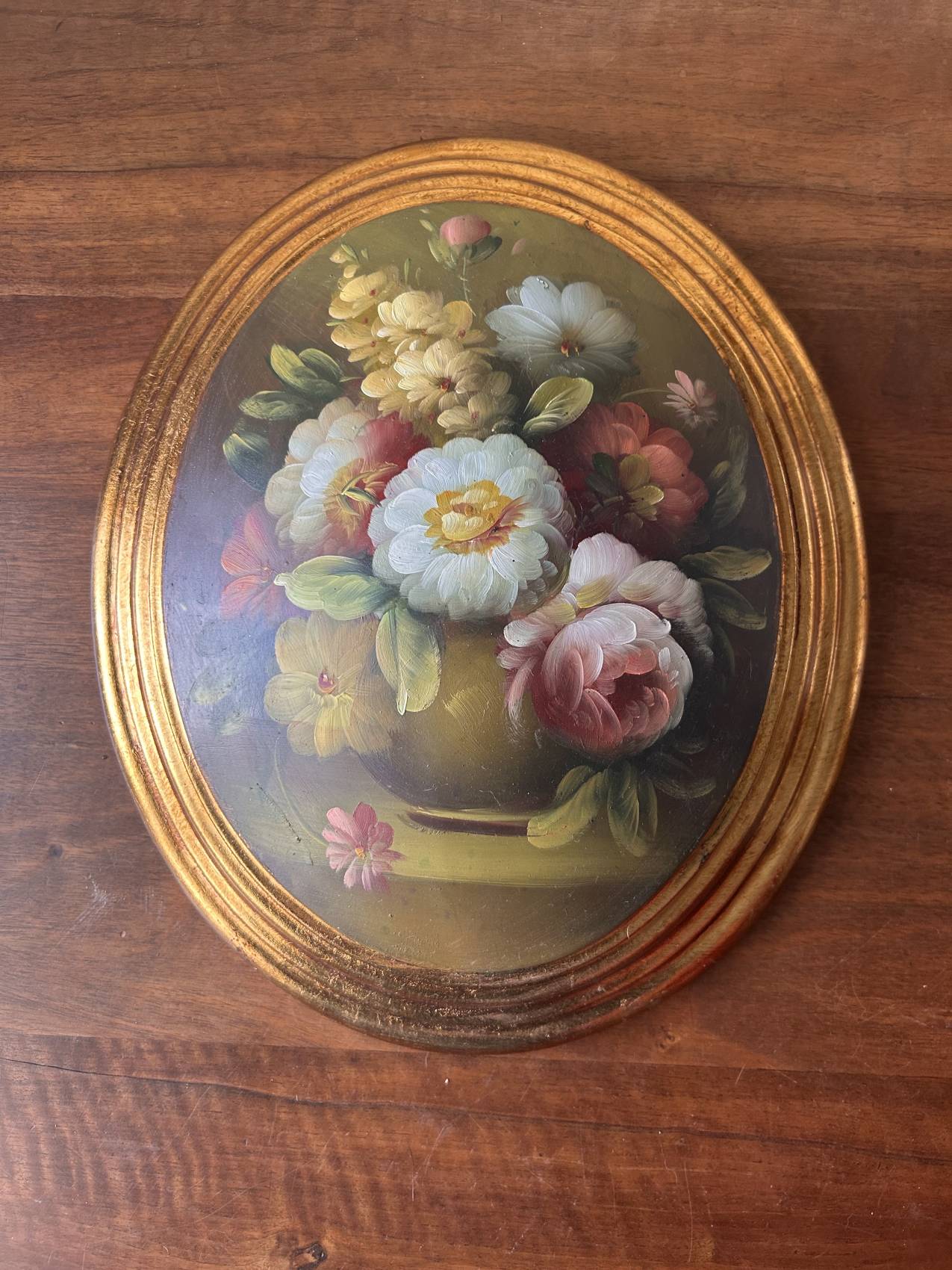 Médaillon décoratif aux fleurs peintes – XXe siècle Très décoratif – Image 8