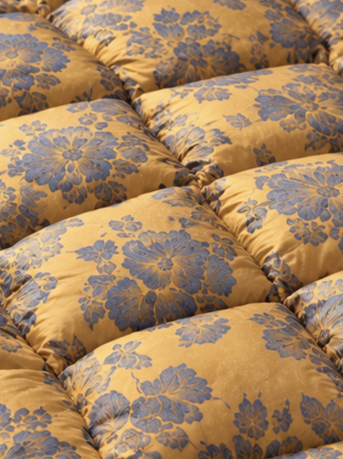 Édredon ancien en duvet naturel et tissu satiné – fabrication artisanale