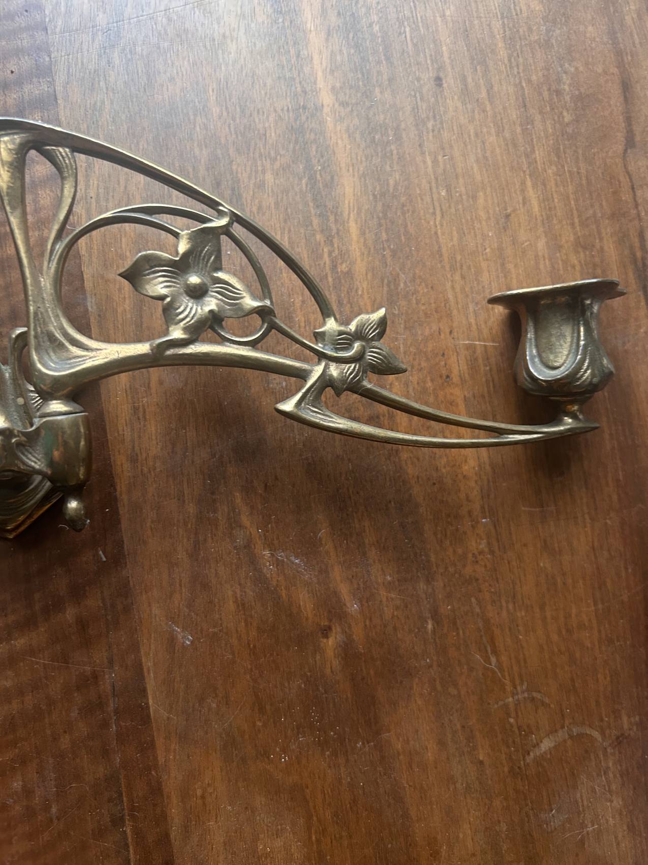 Bougeoir de piano ancien à deux branches – époque Art nouveau – piano Pleyel